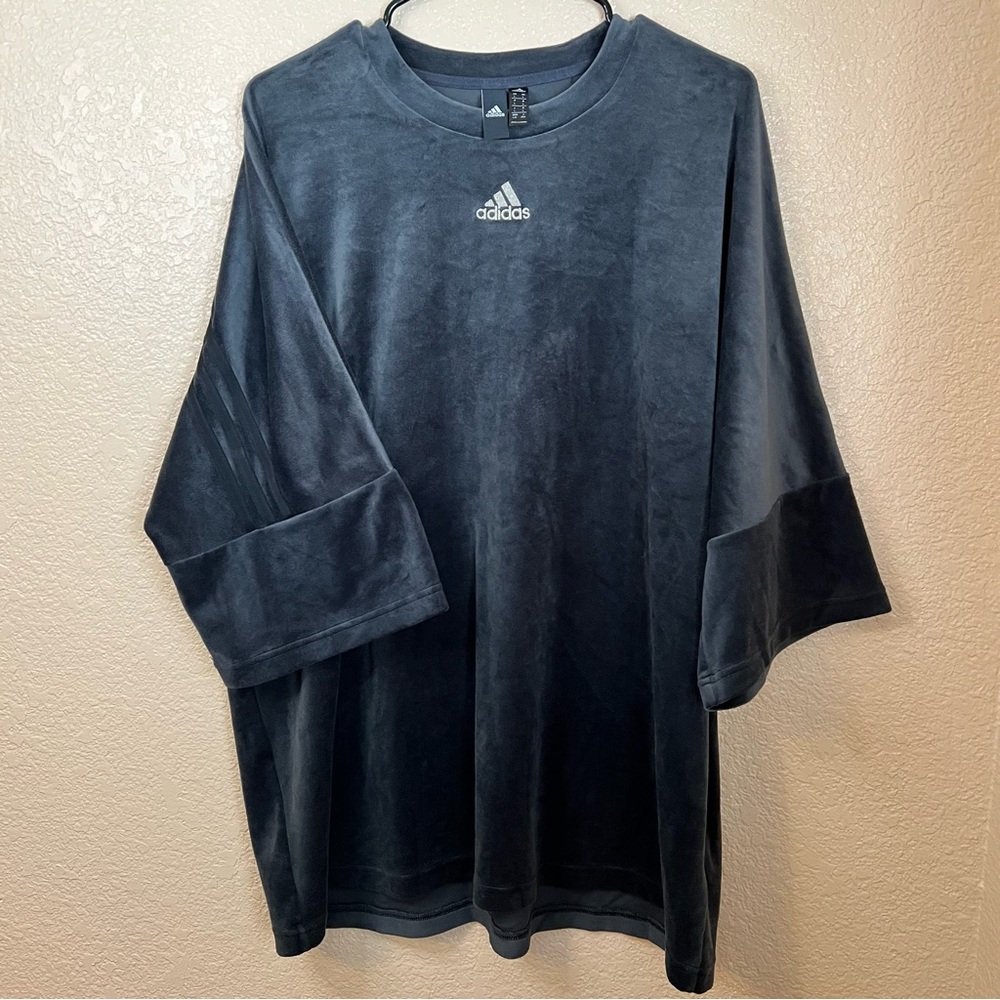 adidas oversized velour tee w/ dropped shoulders